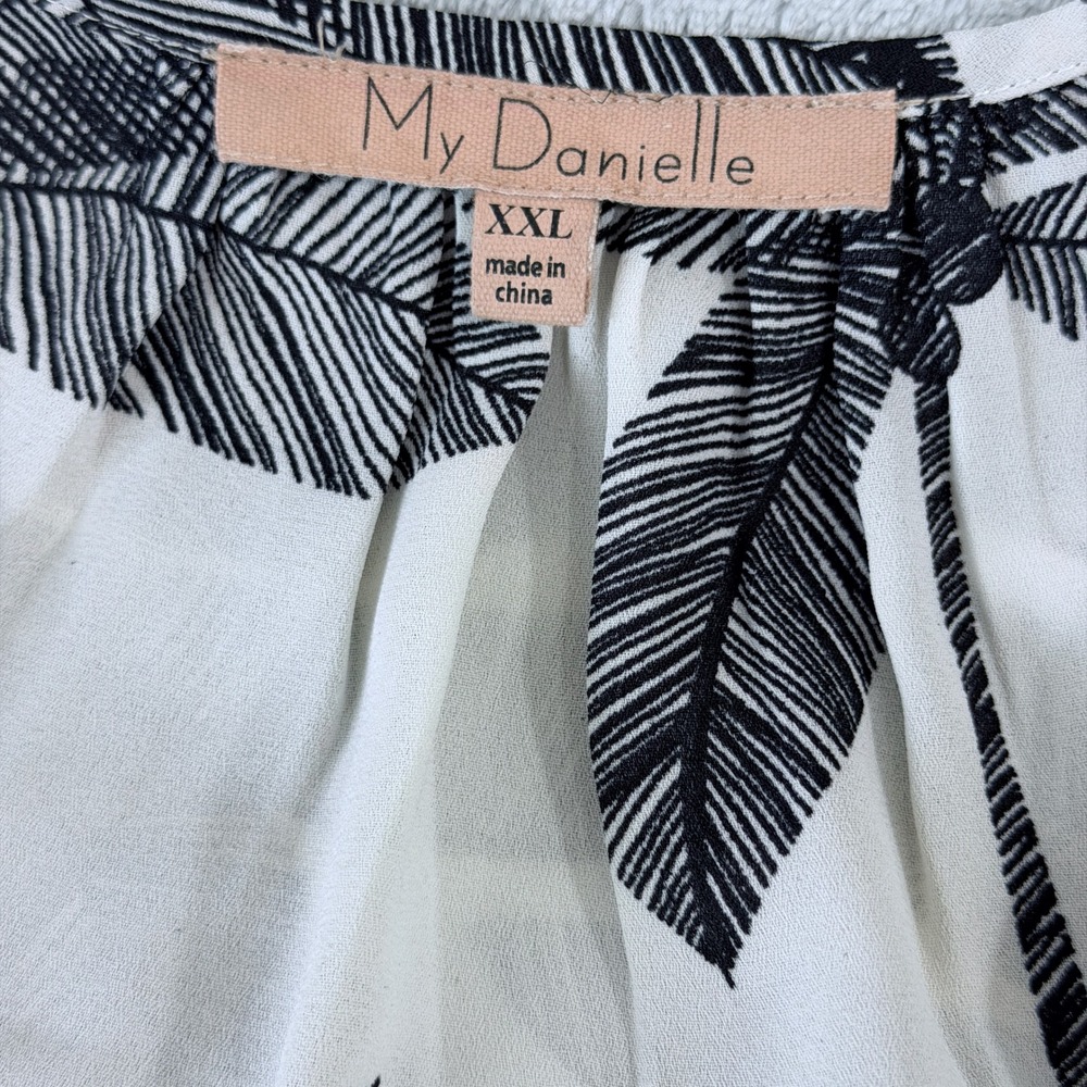 My Danielle Woman Top XXL Slip Over Cap Sleeves Black/White Palm Trees - Picture 9 of 14